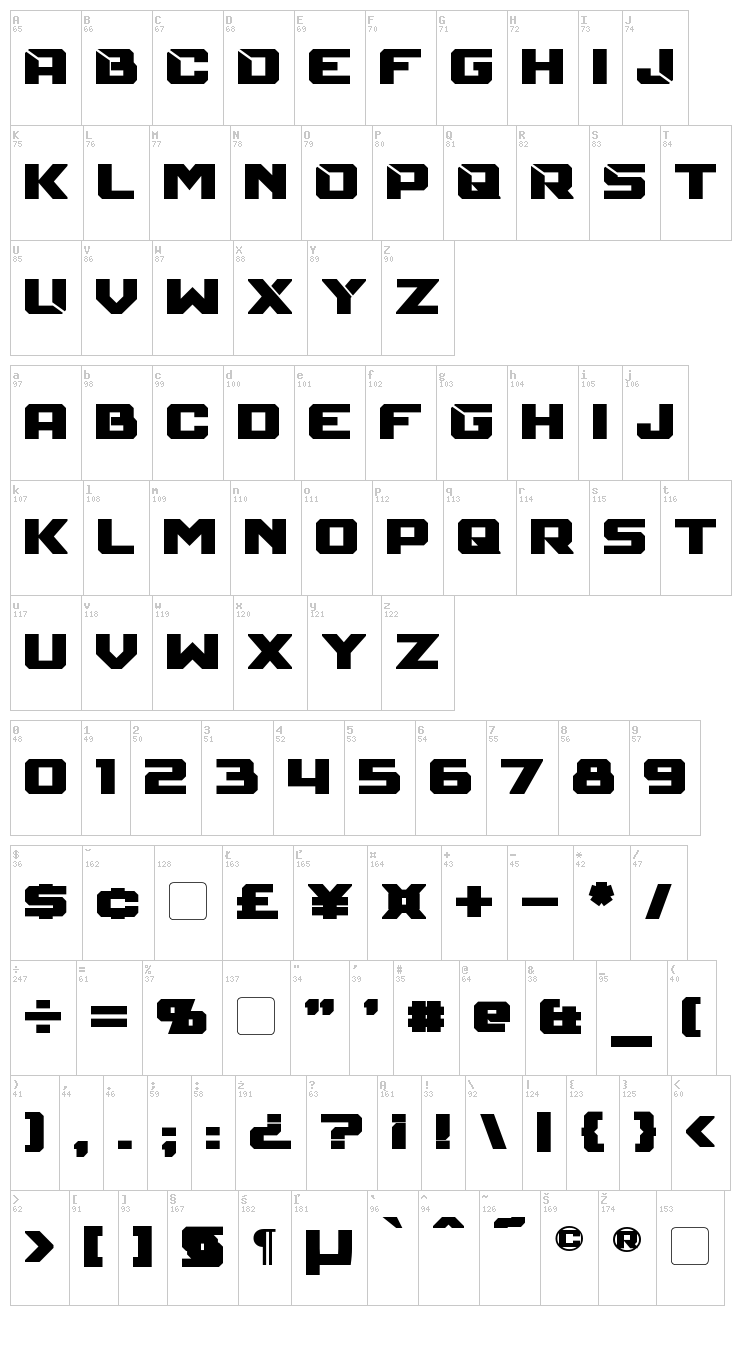 Mechfire font map